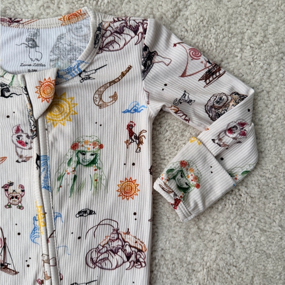 Lama Littles Disneys Moana Kids Convertible One Piece Footie Pajama - Picture 2 of 11
